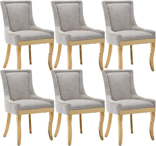 Upholstered Dining Chairs Set of 6, Modern Fabric Side Chairs by MZDOO