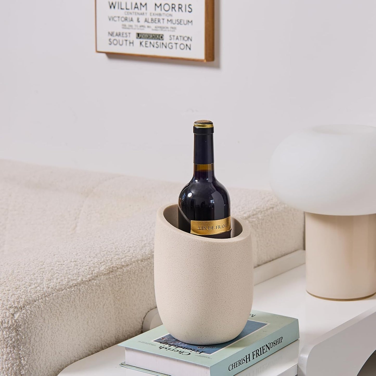 Beige Sand Stone Textures Wine Chiller Bucket – 750ml Resin Cooler for Wine & Champagne Bottles, Party Bar Cart Decor – Keeps Drinks Cold, Unique Gift for Wine Lovers, Housewarming