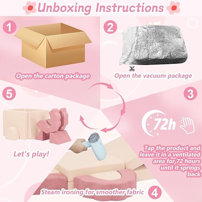 10-Piece Mini Kids Play Couch, Modular Flower Foam Sofa - Image 6