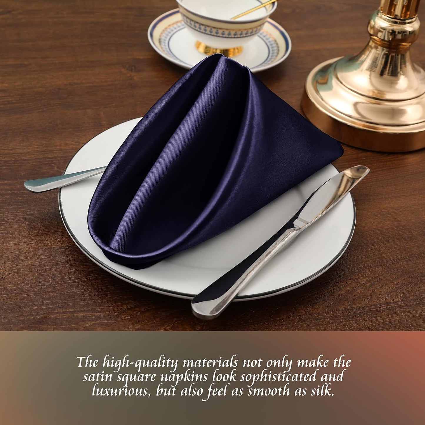 Manyshofu 60 Pieces Purple Satin Napkins - 20x20 Inches Cloth Napkins, Square Satin Fabric Napkins Set - Soft & Reusable Table Napkins for Wedding Dinner Party Lunch