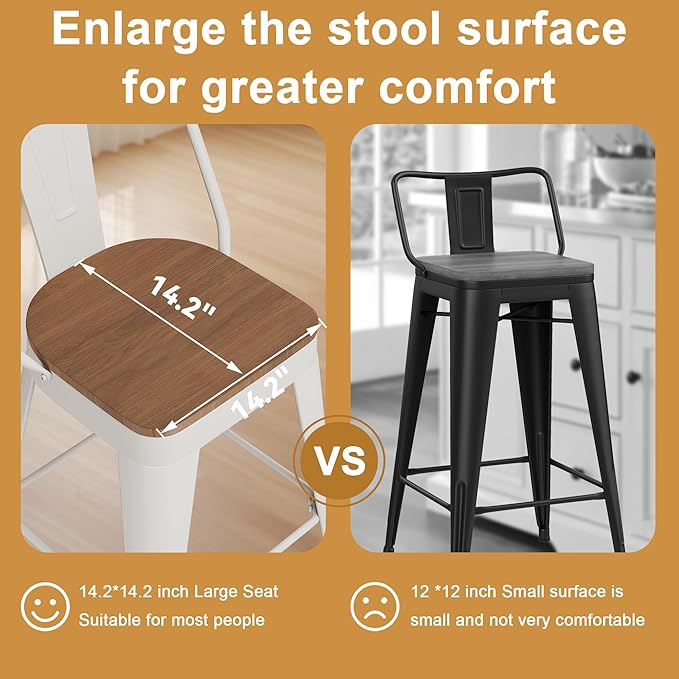 Andeworld Metal Bar Stools Set of 4, 26 inch Counter Height Barstools - Image 4