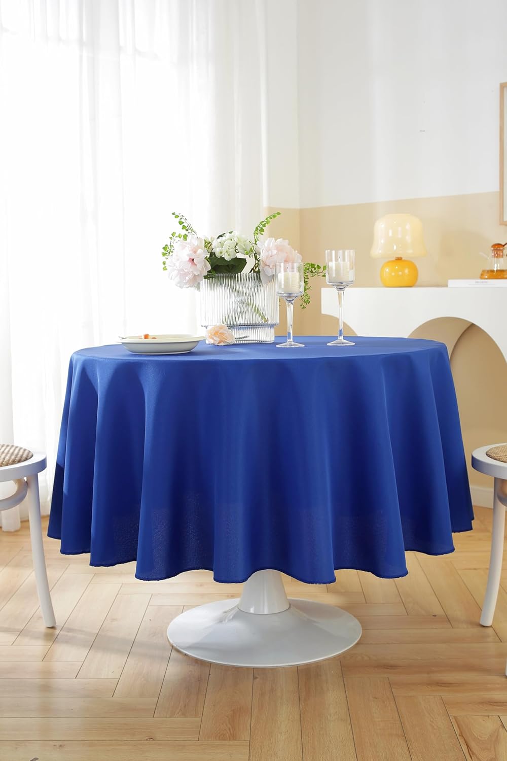 Craft And Party Round Tablecloth, 120 Inch Royal Blue Tablecloth, Polyester Fabric Washable Table Cloth for Home, Party, Wedding or Restaurant Use.