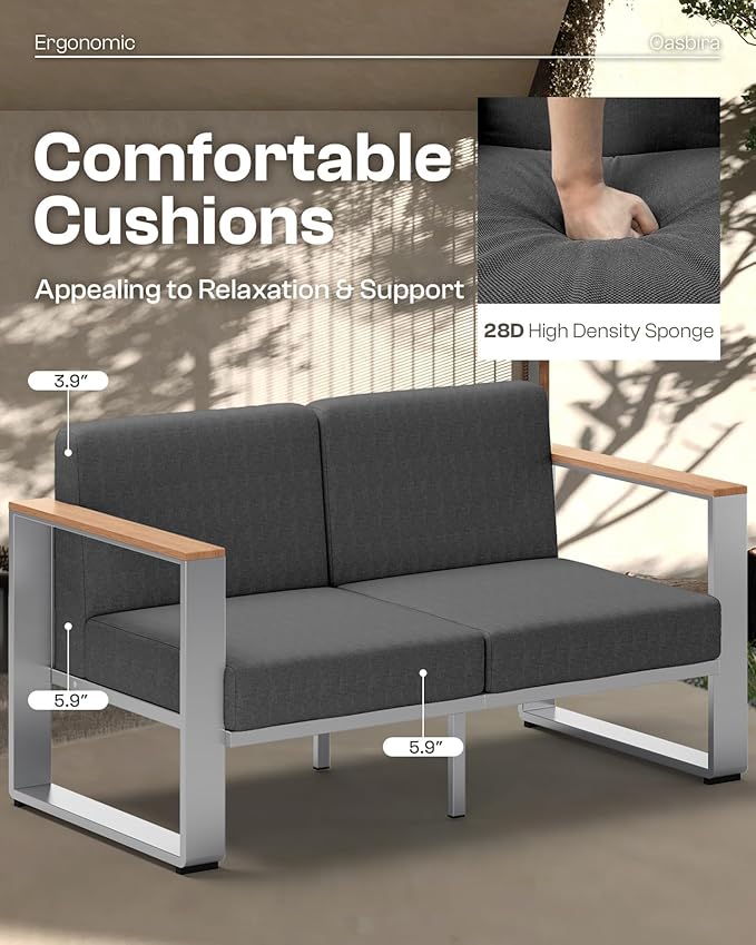 Aluminum Patio Furniture Set, 5 Seats Outdoor Patio Conversation Sets - Image 2