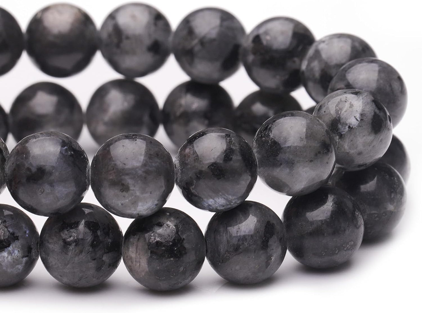 6mm Natural Stone Beads for Jewelry Making,Larvikite Labradorite Polished Smooth Round Gemstone Beads for Bracelet Necklace 15 Inch