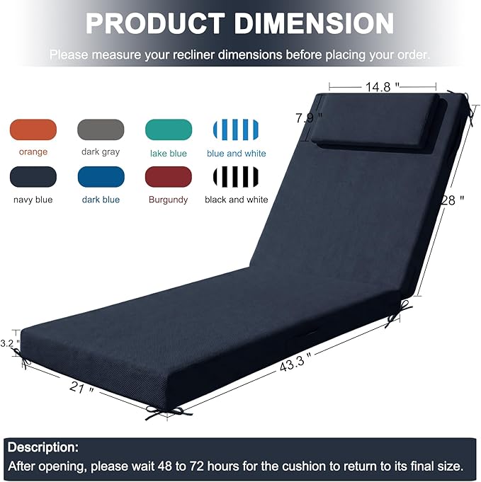 Outdoor Lounge Chair mat, 72 inches x 21 inches, Waterproof Chaise Lounge - Image 2