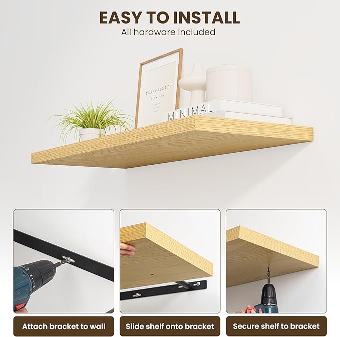 Dreamland 40" Floating Shelves for Wall, Wall-Mounted Shelves for Bedroom - Image 5