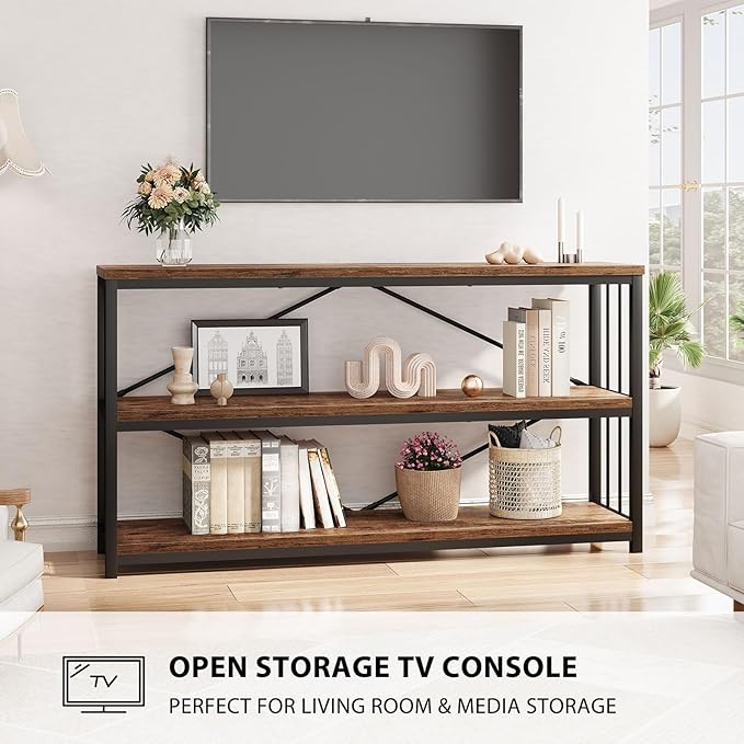 LVB Industrial Console Entryway Table, Metal Wood Rustic Sofa Table - Image 9