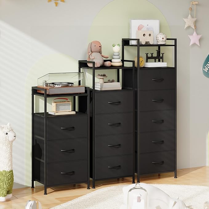 Somdot Nightstand with 4 Drawers, Vertical Storage Tower Fabric Dresser - Image 8