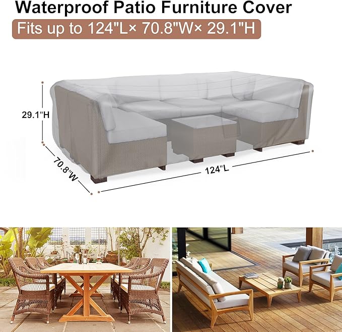 Patio Furniture Set Cover Waterproof, Mrrihand Outdoor Sectional Sofa Set Cover - Image 2