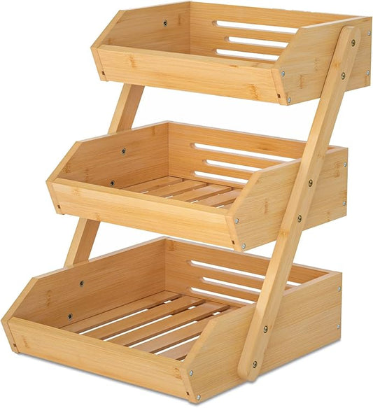 Merysen Large 3 Tier Bamboo Fruit Basket Stand by GaHOMEFAVOR
