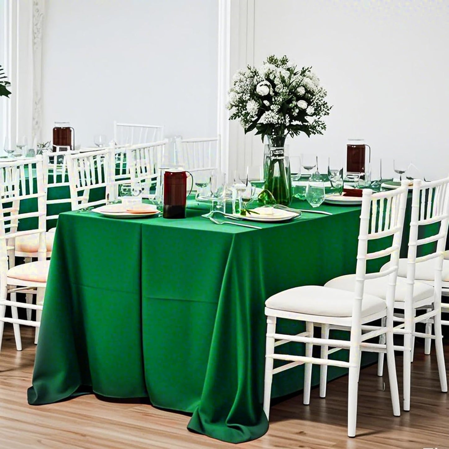8 Pack Green Table Cloth 60 x 102 Inch Rectangular Tablecloths for 6 Foot Rectangle Tables, Wrinkle Resistant Green Tablecloth Washable Polyester Fabric Table Covers for Buffet Wedding Party Banquet