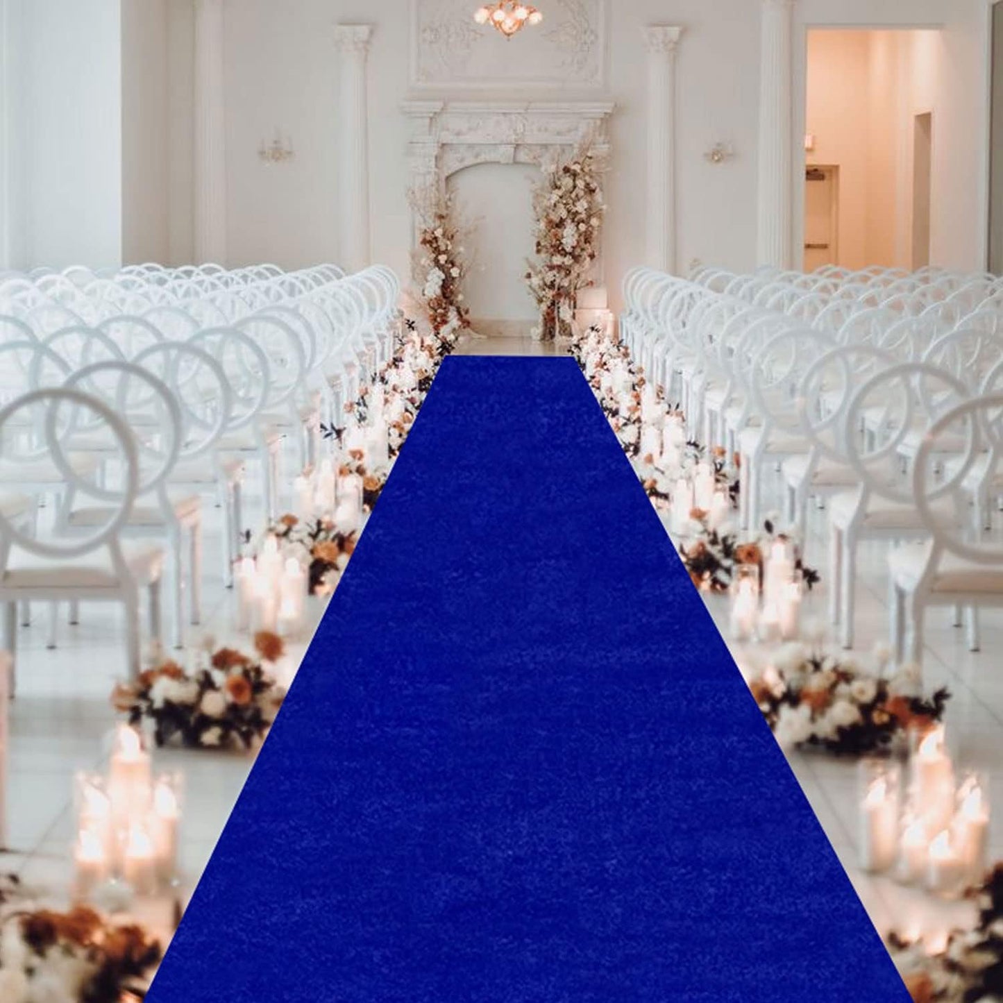 MODFUNS Aisle Runners for Weddings for Outdoor Royal Blue Velvet Aisle Runner Rug 4x20FT Carpet Runner for Party Romantic Indoor Outdoor Beach Carpet Rug for Reception