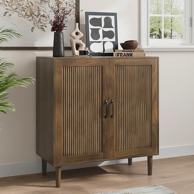 Kiasthome Buffet Cabinet with Wavy Fluted Doors, Sideboard Storage Cabinet with by KiasthomeModernFurniture