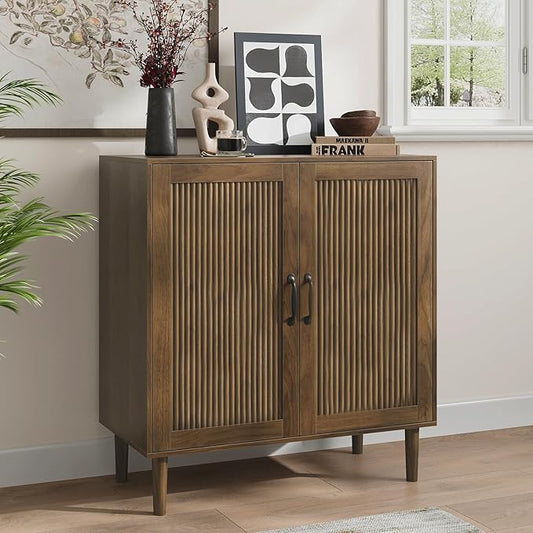 Kiasthome Buffet Cabinet with Wavy Fluted Doors, Sideboard Storage Cabinet with by KiasthomeModernFurniture