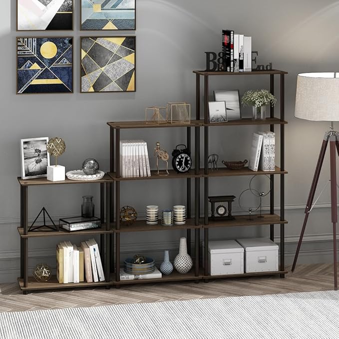 Furinno TURN-N-TUBE Storage Shelves, 4-Tier Toolless Book Shelf, Corner Shelf - Image 6