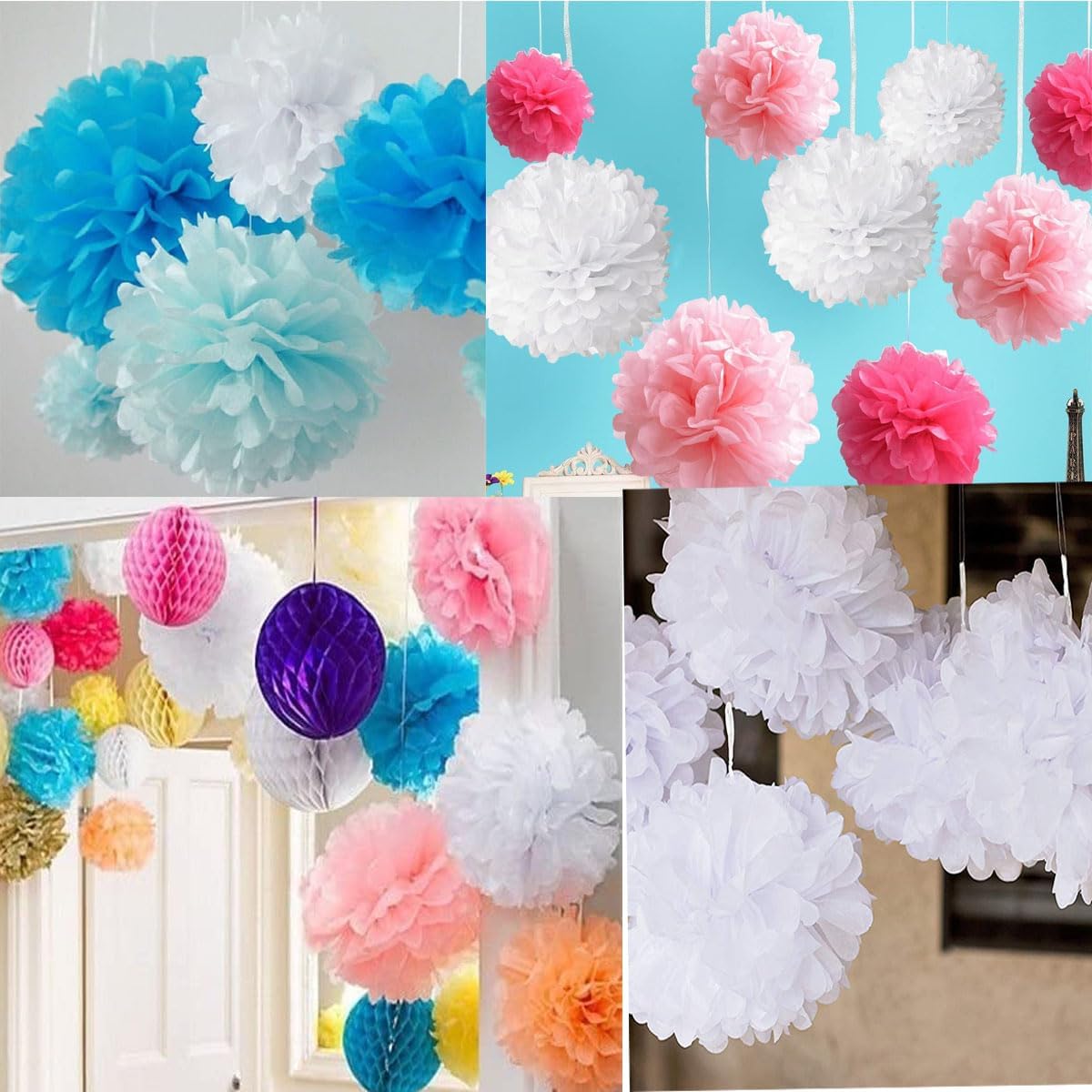 10pcs 8in 10in Dark Green Paper Pom Poms Tissue Flower Hanging Balls for Wedding Party Decorations DIY Art Craft Blooms Birthday Baby Shower Nursery Decor
