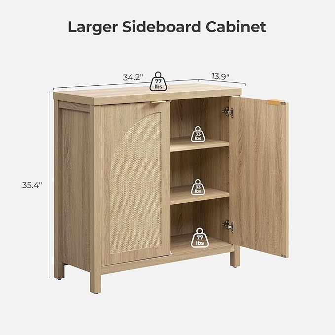 SICOTAS Rattan Sideboard Buffet Cabinet - Image 2
