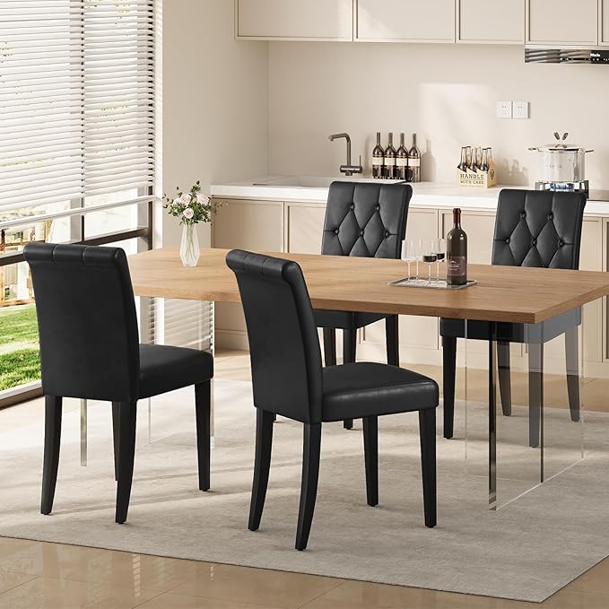 Welzona Upholstered Dining Chairs Set of 6, Button Tufted Parsons Dining Chair - Image 2