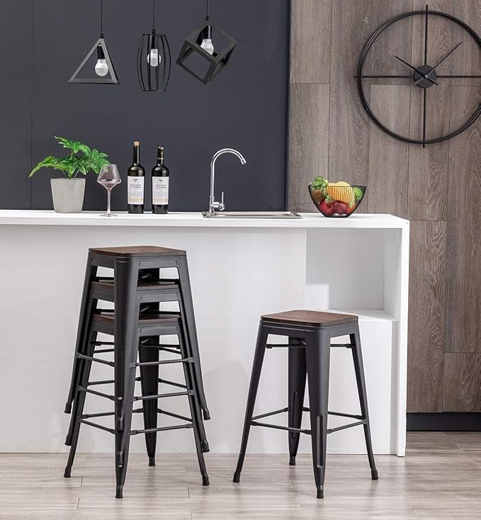 HAOBO Home 26" Backless Metal Counter Stool Height Bar Stools Barstools - Image 7
