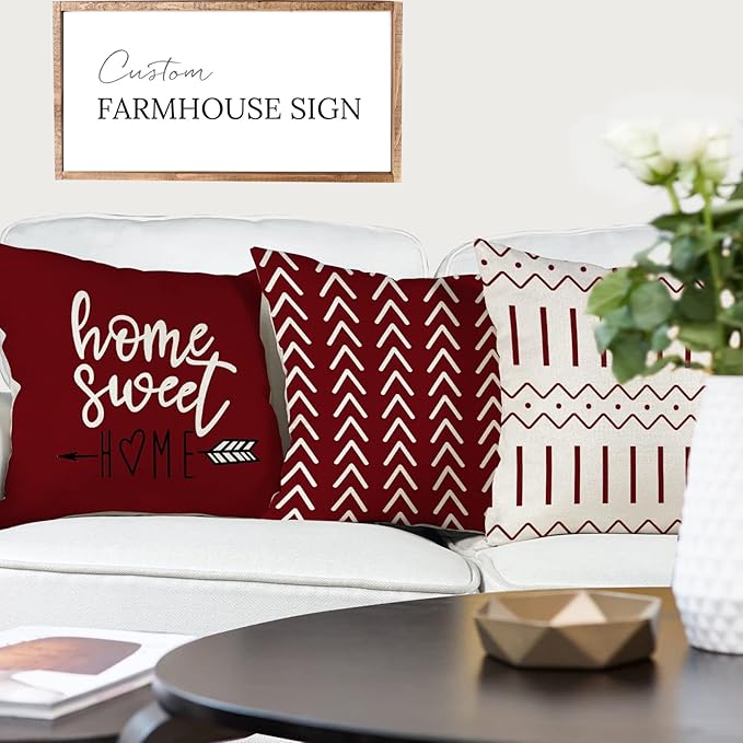 YCOLL Christmas Pillow Covers 16x16 Set of 4, Modern Sofa Throw Pillow Cover - Image 4