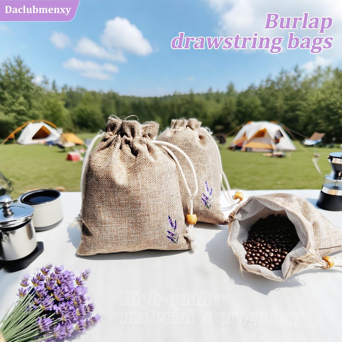 Daclubmenxy D&C 20PCS Sachet Bags Empty for Lavender, Burlap drawstring bags, Jewelry Pouches 4.5'' x 6.0'' Drawstring Gift Bags for Wedding, Christmas, Party Favor Bags (Brown, 4×6in)