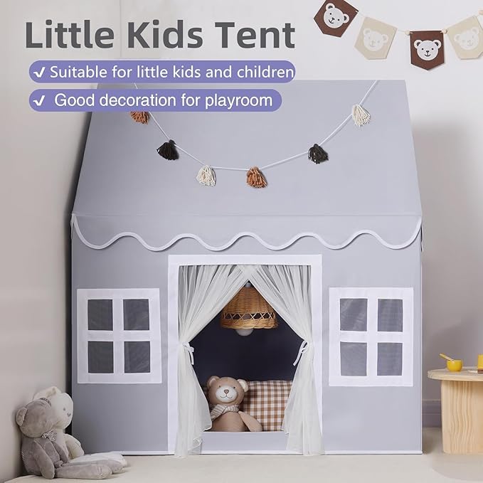 Kids Play Tent Indoor: Mat, Tassel Garland, Star Lights - Image 5
