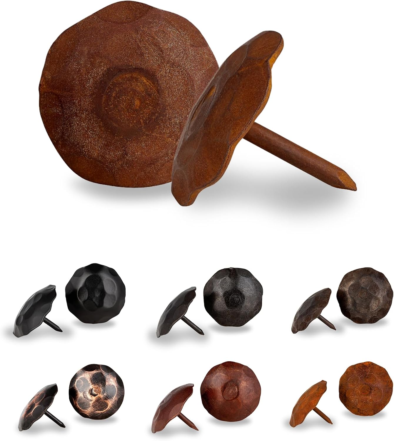 10 Pack 1" Small Round Head Iron Clavos Decorative Nails – Rusted – Handmade Rustic Round Fasteners for Farmhouse Shutter, Faux Wood Beams, Barn Door, Shutters, and Gates – Ornamental Wood Accent