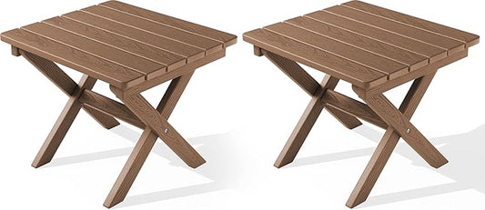 SERWALL Folding Outdoor Side Table Set of 2, Portable Adirondack Side Table by SERWALL