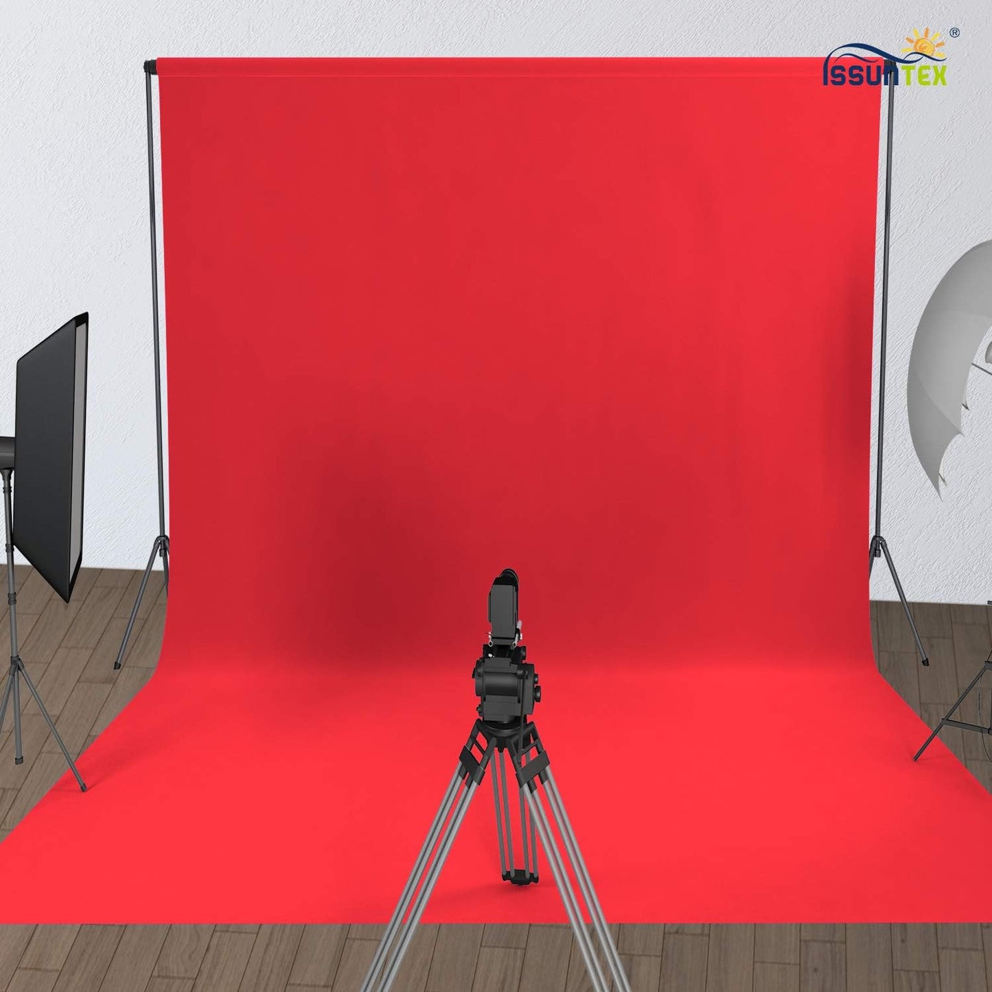 ISSUNTEX 10X16 ft Background Muslin Backdrop, Photo Studio, Collapsible High Density Screen for Video Photography and Television-Red