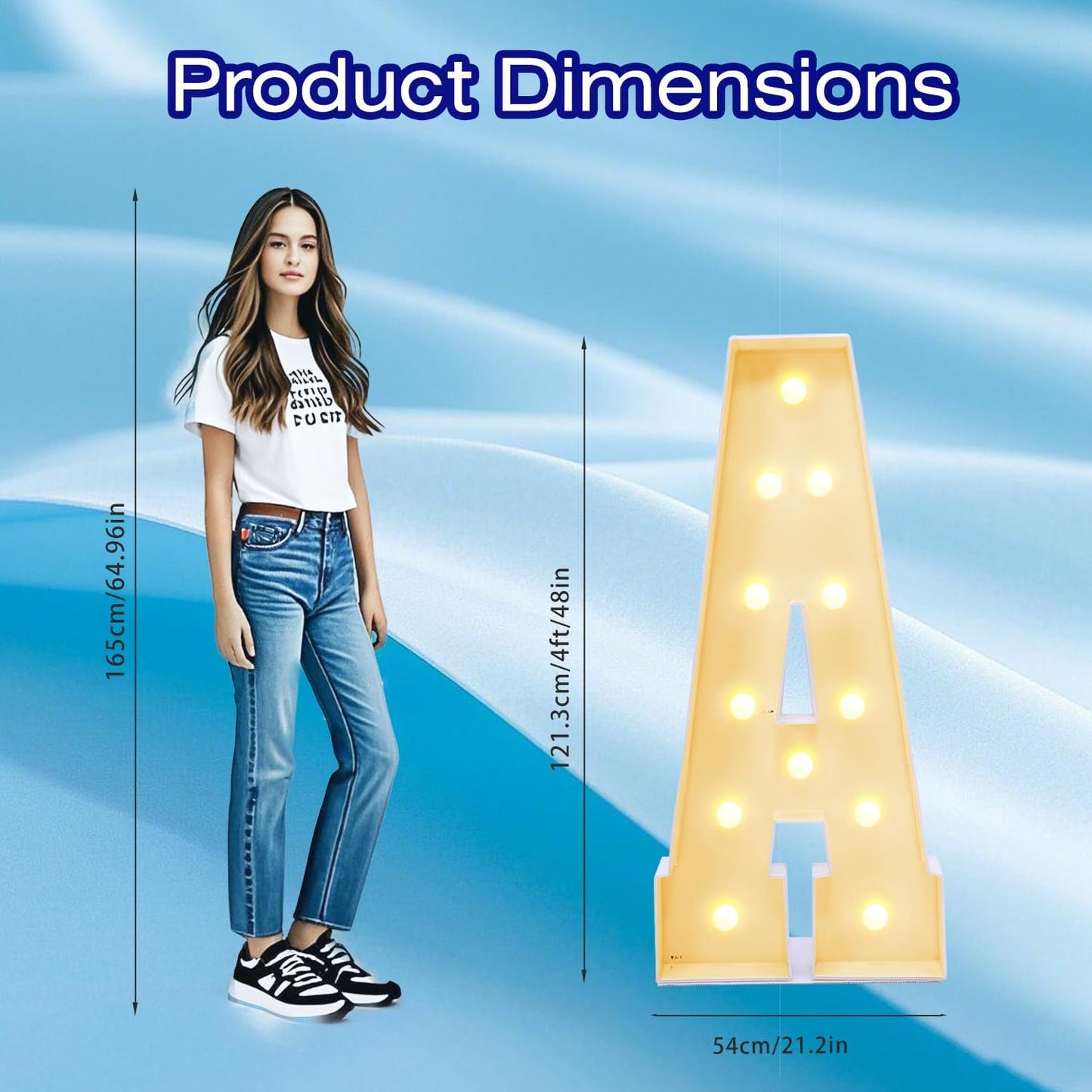 4FT Marquee Plastic Letters A - Light up Letters A Are Made from Corrugated Plastic Board - Quick Assembly Without Tools, Disassembled Components Can Be Used for Garage Sale Signs, Yard Sale Signs