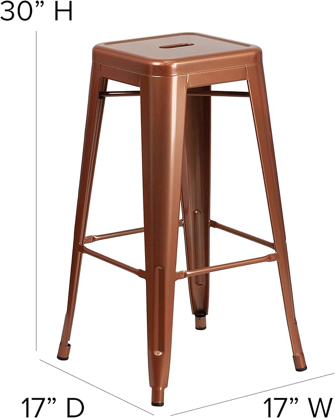 Flash Furniture Commercial Grade 30" High Backless Copper Indoor-Outdoor - Image 3