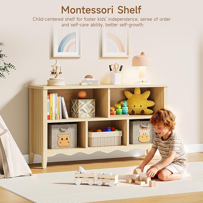 ONBRILL Montessori Shelf, 5 Cube Toy Storage Organizer - Image 3
