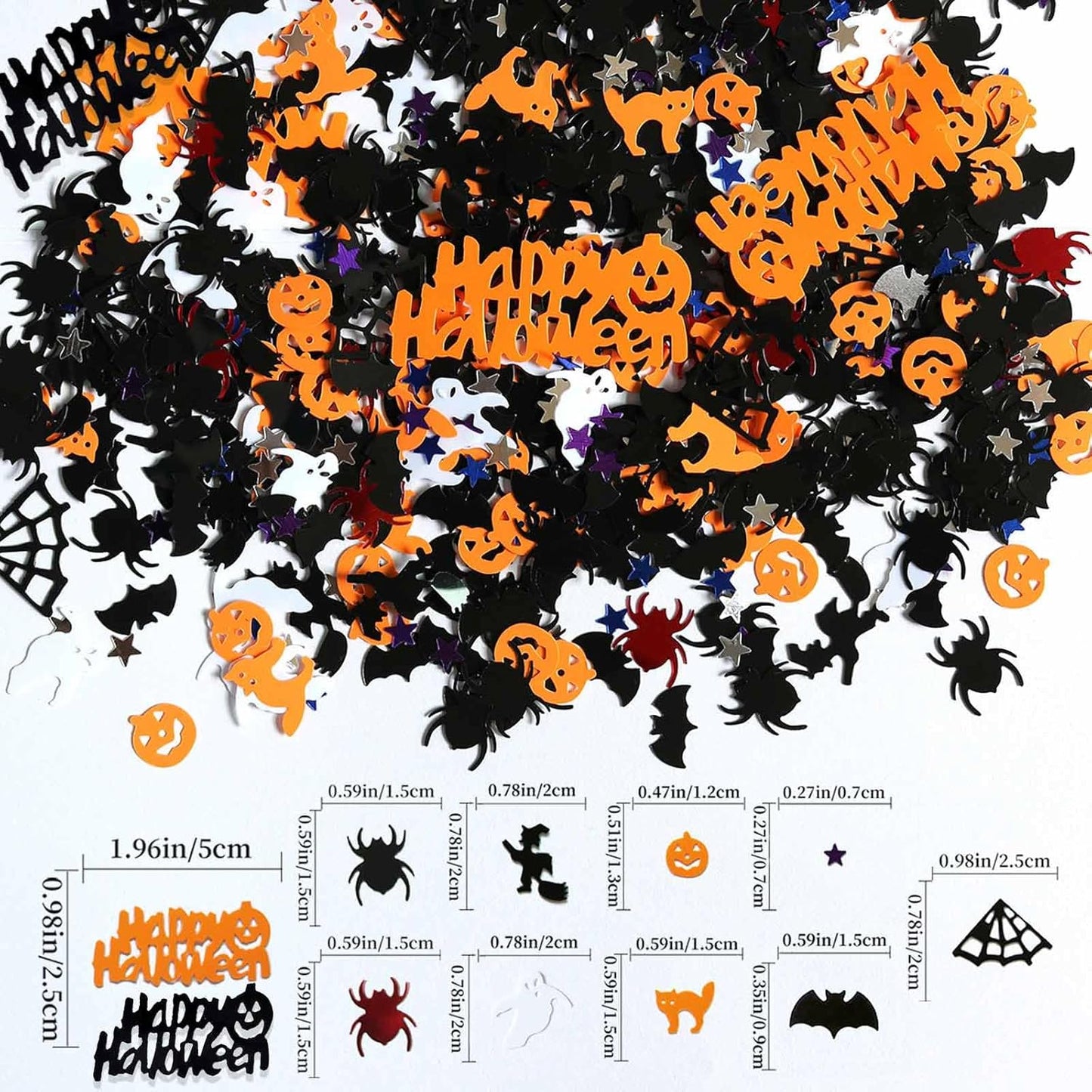 Halloween Confetti - Glitter Pumpkin Spider Webs Foil Metallic Sequins Trick or Treat Party Sprinkles Decorations, 60g