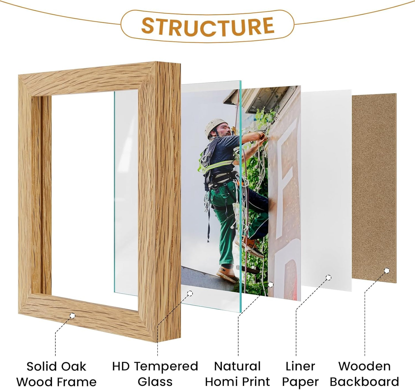 7x9 Picture Frame,Solid Oak Wood 7"x9" Photo Frame,Natural Oak Color Tempered Real Glass 7 by 9 Wooden Frames with No Mat,9x7 Picture Frames for Wall or Tabletop Display