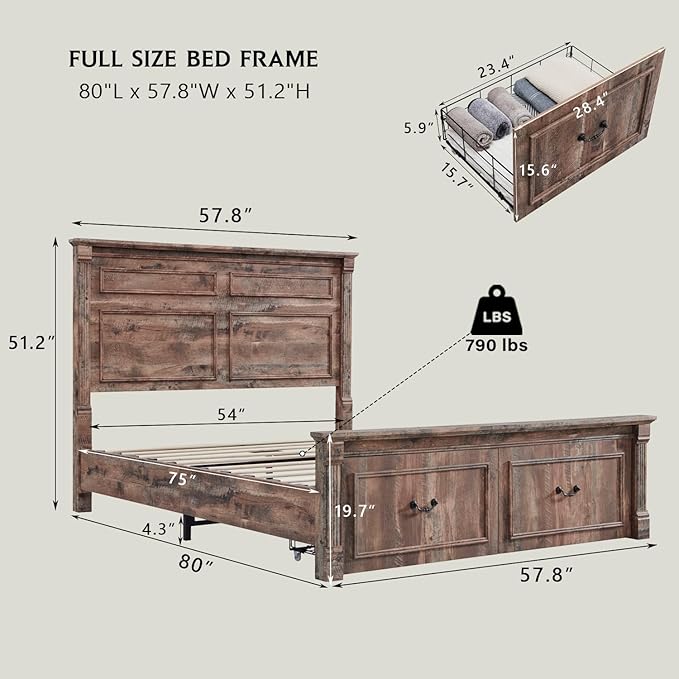 Aitjunz Farmhouse Full Size Bed Frame - Image 2