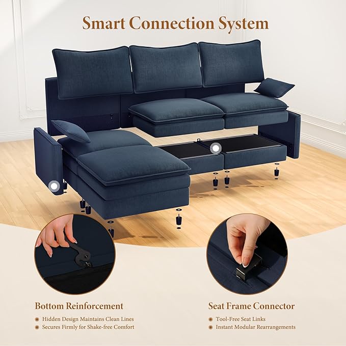 Vesgantti 108" Sectional Sleeper Sofa, 6-Seater Oversized Modular Cloud Couch - Image 5