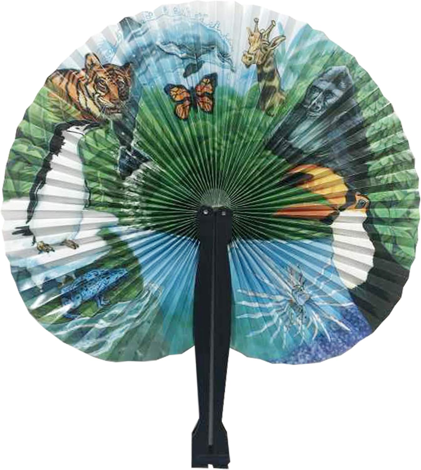 20 Pcs 10" Safari Print Animal Folding Paper Fan Bulk Assortment for Gifts,Weddings,Festival,Birthday,Summer,Party Favors,School Cultural Shows