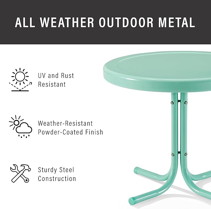Crosley Furniture Griffith Weather Resistant Retro Metal Outdoor Side Table - Image 5