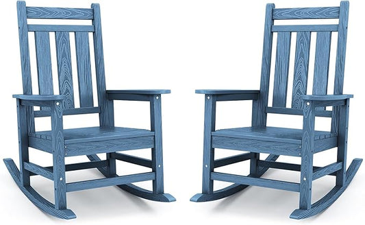 KINGYES Oversized Outdoor Rocking Chair Set of 2, All-Weather Patio Rocking by KINGYES