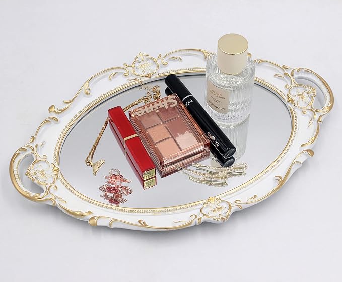 YCHMIR Vintage Mirror Small Wall Mirror 14.5 x 10 inchs Oval White - Image 5