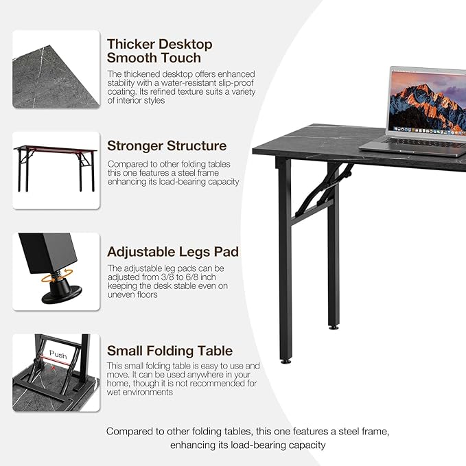 TEMI Small Computer Desk Folding Table - Image 7
