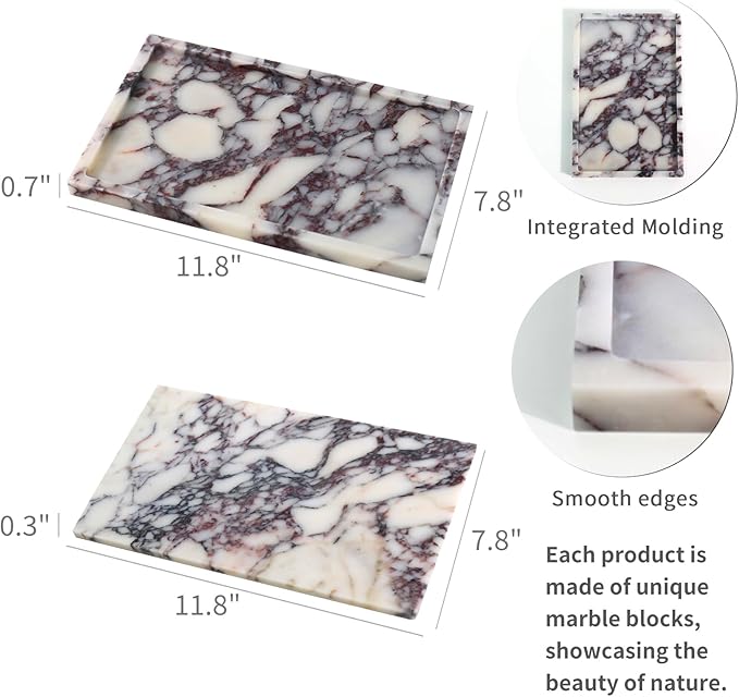 Real Luxurious Natural Marble Vanity Tray Genuine Marble Storage Tray - Image 2