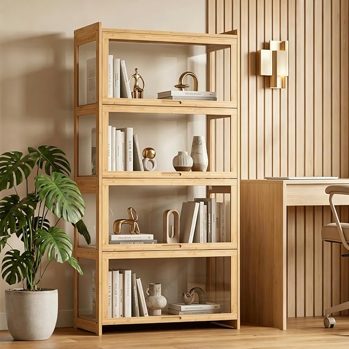 Magshion Display Cabinet with Acrylic Doors, 4-Tier Curio Cabinet - Image 3