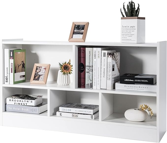 Tangkula 5 Cube Bookcase, 2 Tier Wooden Storage Open Bookshelf, Kid's Playroom by TANGKULA
