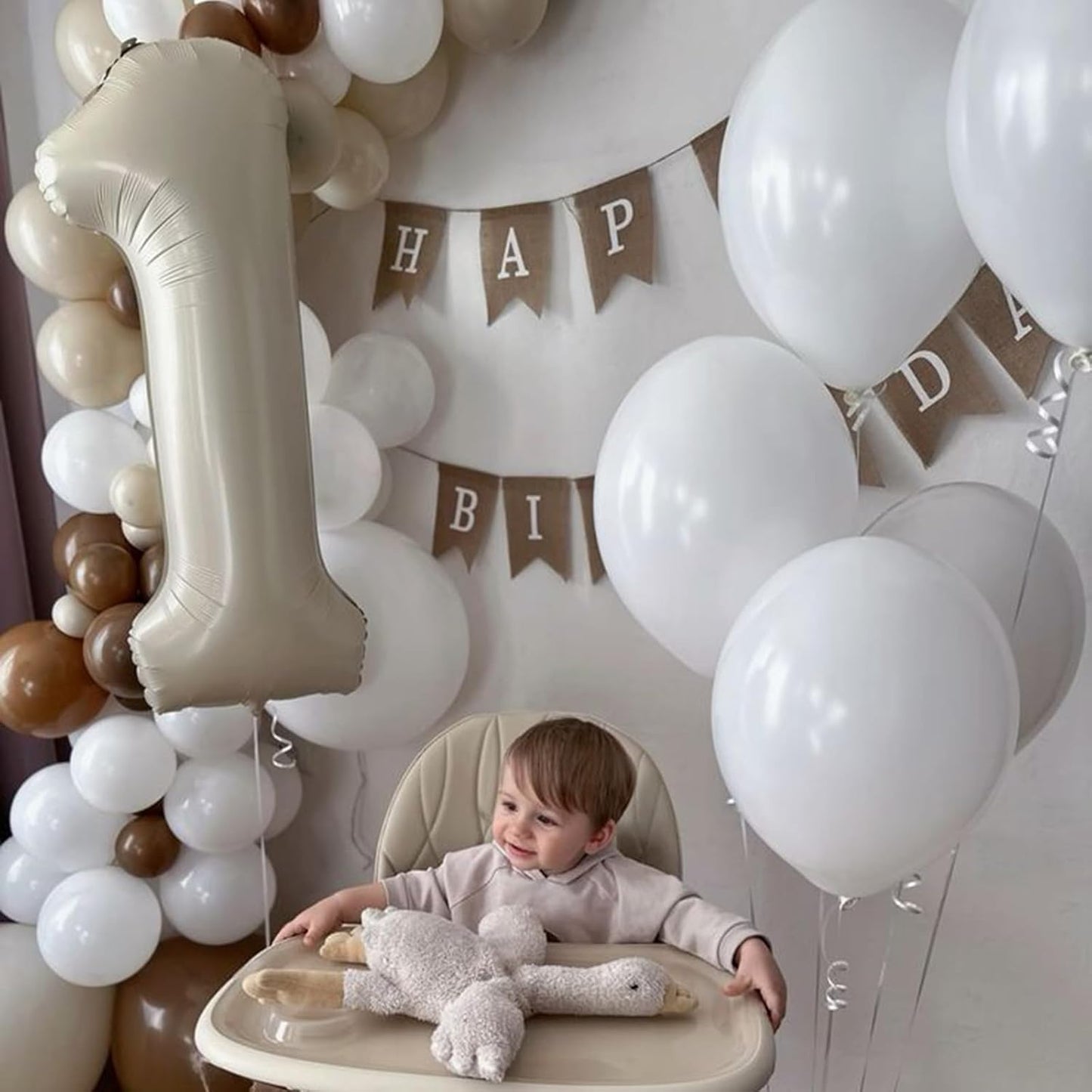 40 Inch Cream White Number1st Balloon Mylar Big Foil Helium Number 10th 11st 21 31 61 Balloon for Party Decorations,Digital Birthday Party Wedding, Boy Baby Shower Decorations (Cream No 1)