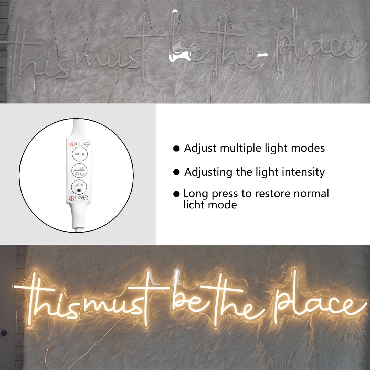 This Must Be The Place Neon Sign 80.5" x 14.3" Light for Home Bedroom Cafe Bar Hanging Wall Decor Sign Anniversaries Wedding Birthday Backdrop （Super Large Style）