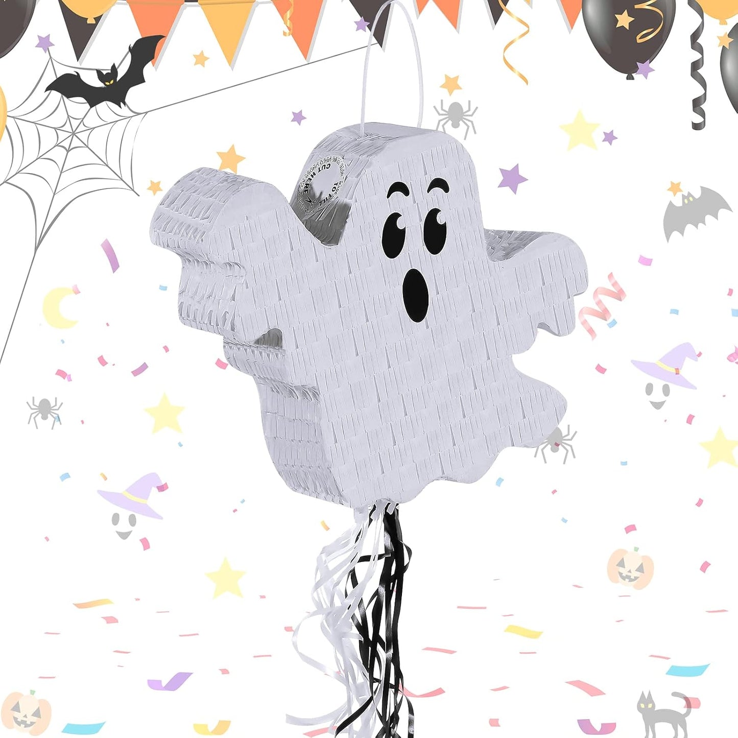 Leitee Halloween Pinatas Spooky Ghost Pinata Halloween Mexican Pinatas for Kids Boys Girls Birthday Party Carnival Festival Decor Supply, 15.8 x 11.8 x 3.2 Inch(Shock)