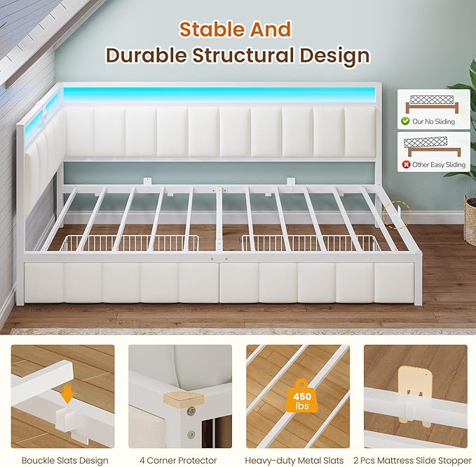 DICTAC Corner Twin XL Bed Frame - Image 8