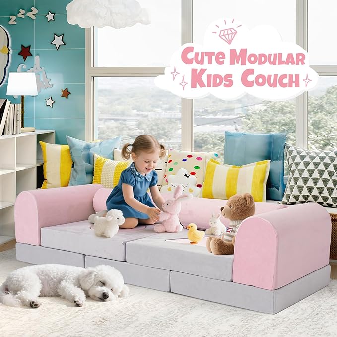 Modular Kids Play Sofa Multifunctional Kids Sofa Convertible Foam Floor Mat - Image 3