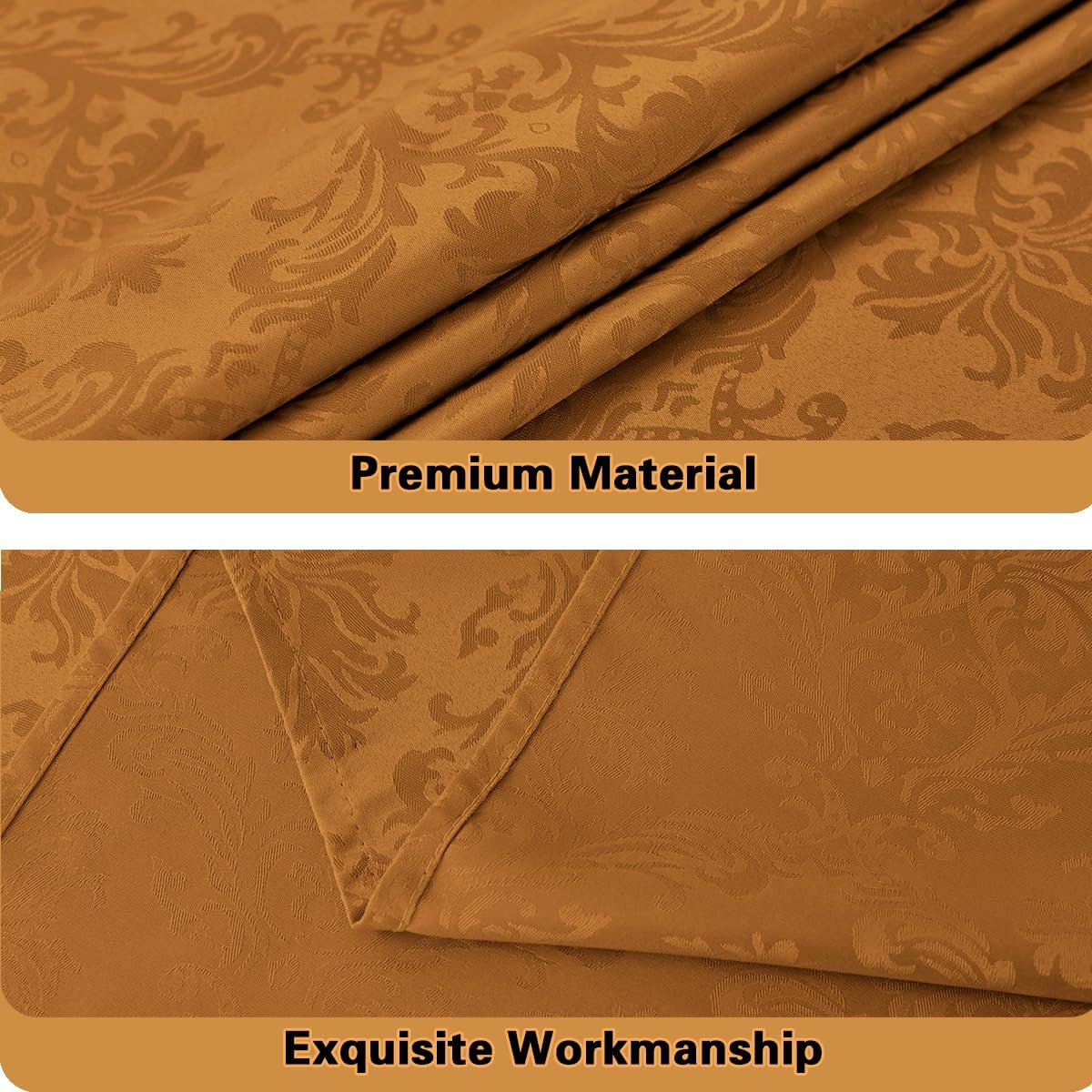 SASTYBALE Fall Tablecloth Rectangle 60 x 120 Inch, Spill Proof Wrinkle Free Autumn Jacquard Damask Table Cloth, Reusable Polyester Table Cover for Thanksgiving, Harvest, Holiday, Brown/Amber